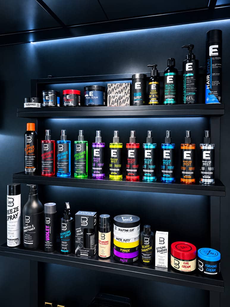 Produits L3VEL3 et Elegance disponibles chez Everest Barbershop